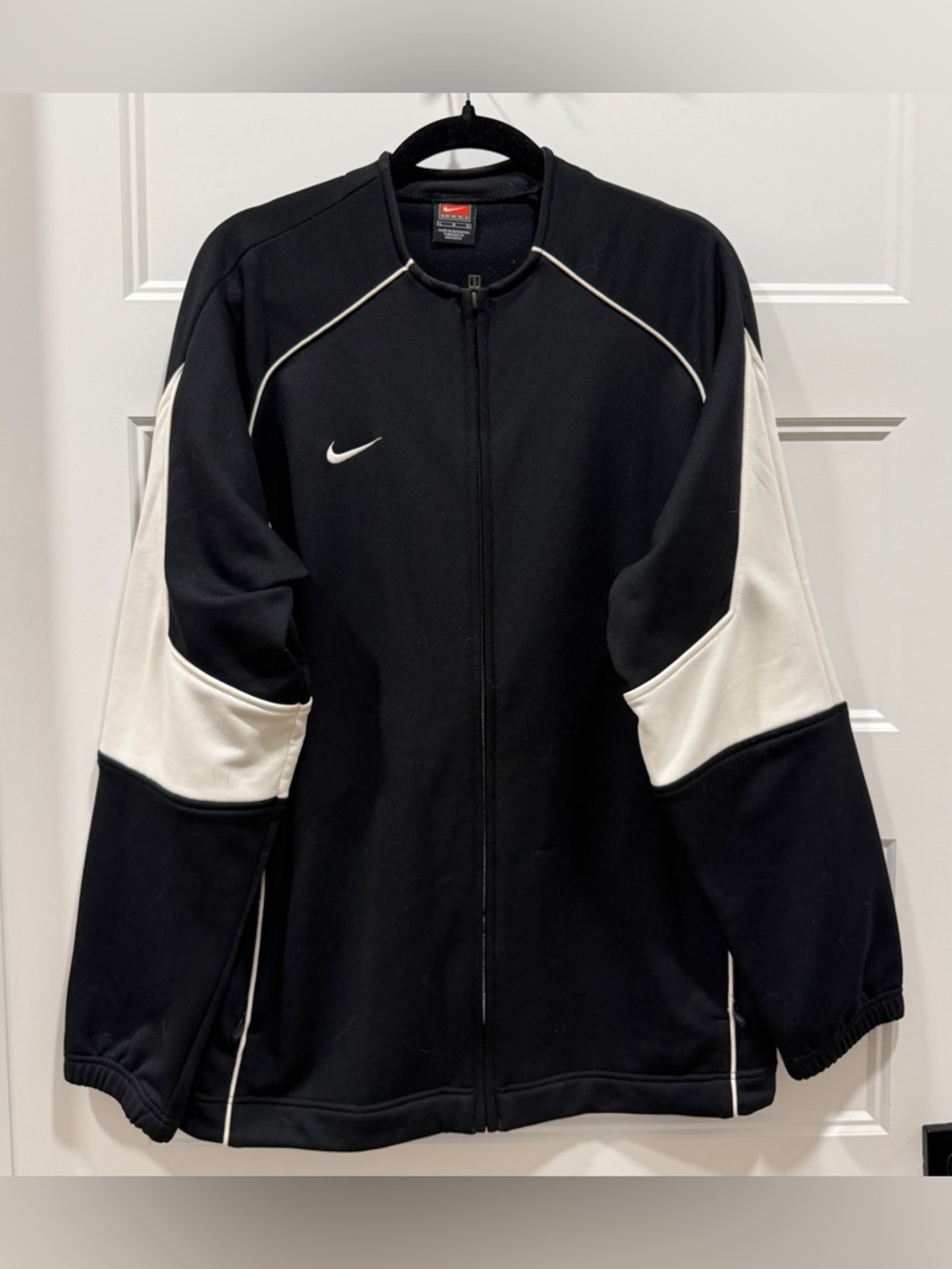 Nike Team Track Jacket Mens Large Black White Full Zip Athletic Jacket